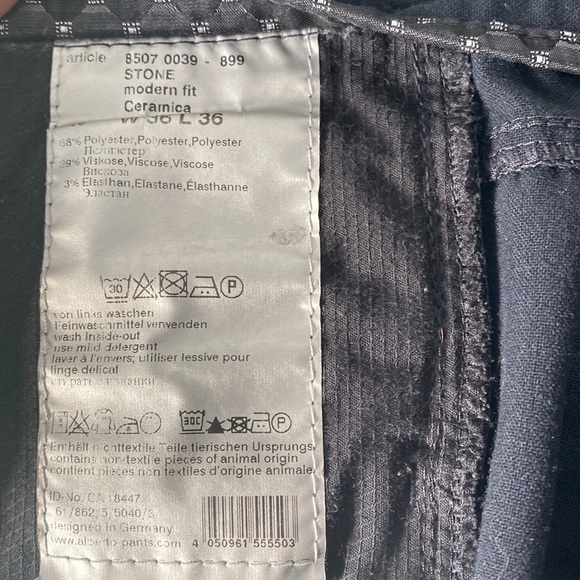 ALBERTO Ceramica mens dress pants. Waist 36.  Length 31/30. - Picture 6 of 6